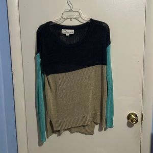 Vintage Havana L Knitted Color Block Light Blue, Navy Blue and Beige Sweater